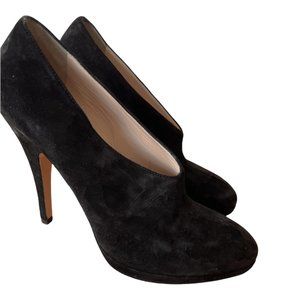 PRADA Black Suede Cutout Accent Pumps